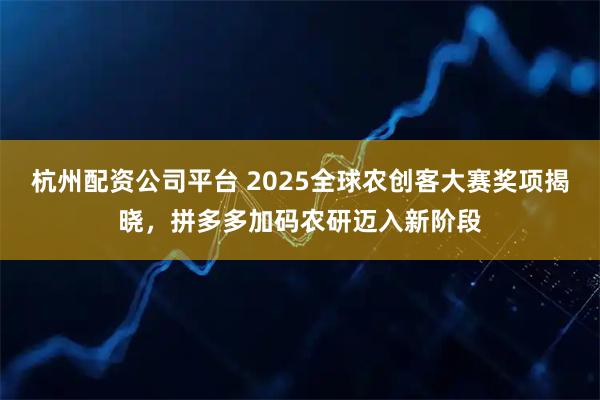 杭州配资公司平台 2025全球农创客大赛奖项揭晓，拼多多加码农研迈入新阶段